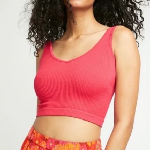 Free People Solid Rib Brami in Cherry Size M/L - Picture 1 of 6